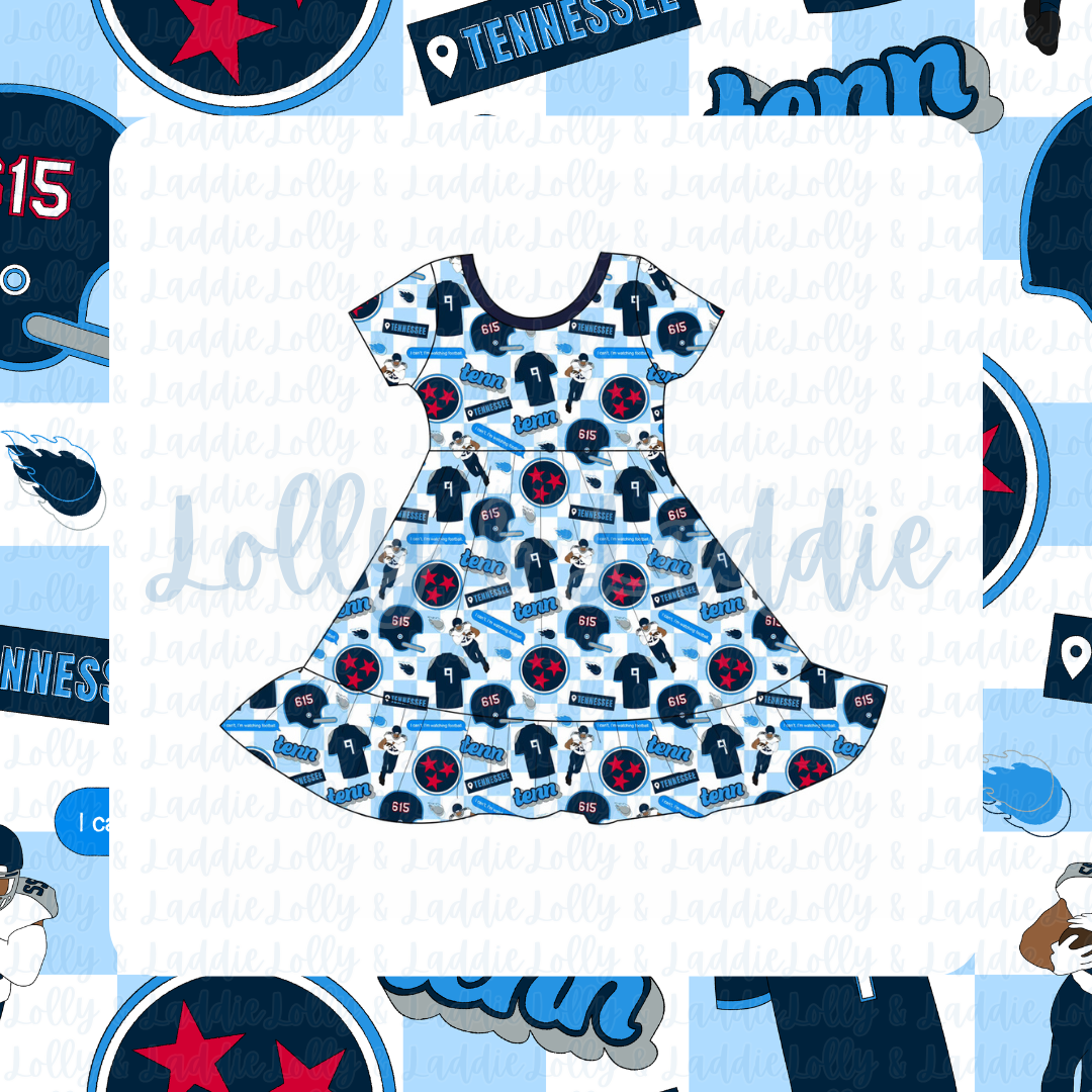 Titan Up! - Short Sleeve Twirl Dress (READY-TO-SHIP)