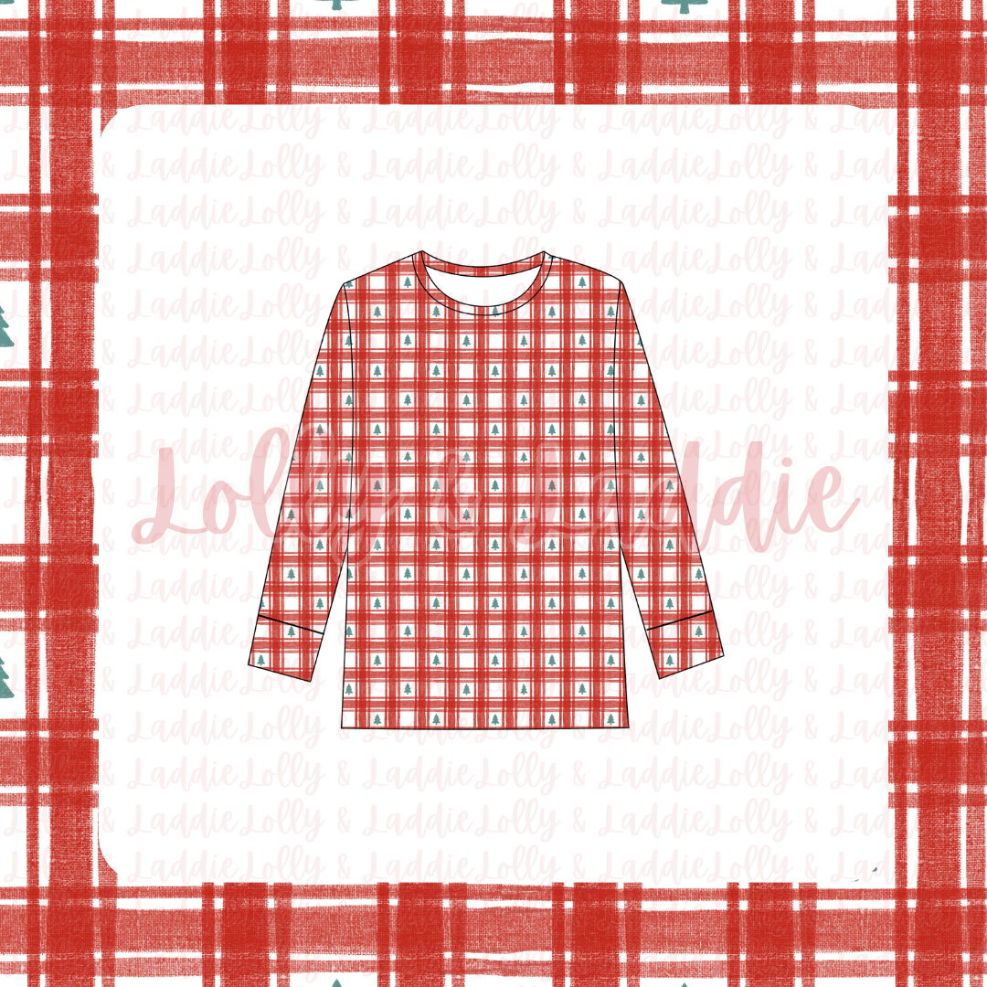 Tree-Mendous Tidings - Adult (Long-Sleeve Pajama Top) (PRE-ORDER)
