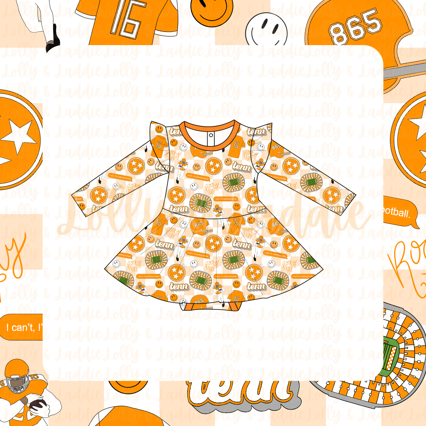 Vols Y'all - Long Sleeve Twirl Dress with Bodysuit (READY-TO-SHIP)