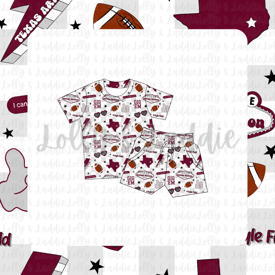 Midnight In College Station - Kid (Short Sleeve Play Set) (READY-TO-SHIP)