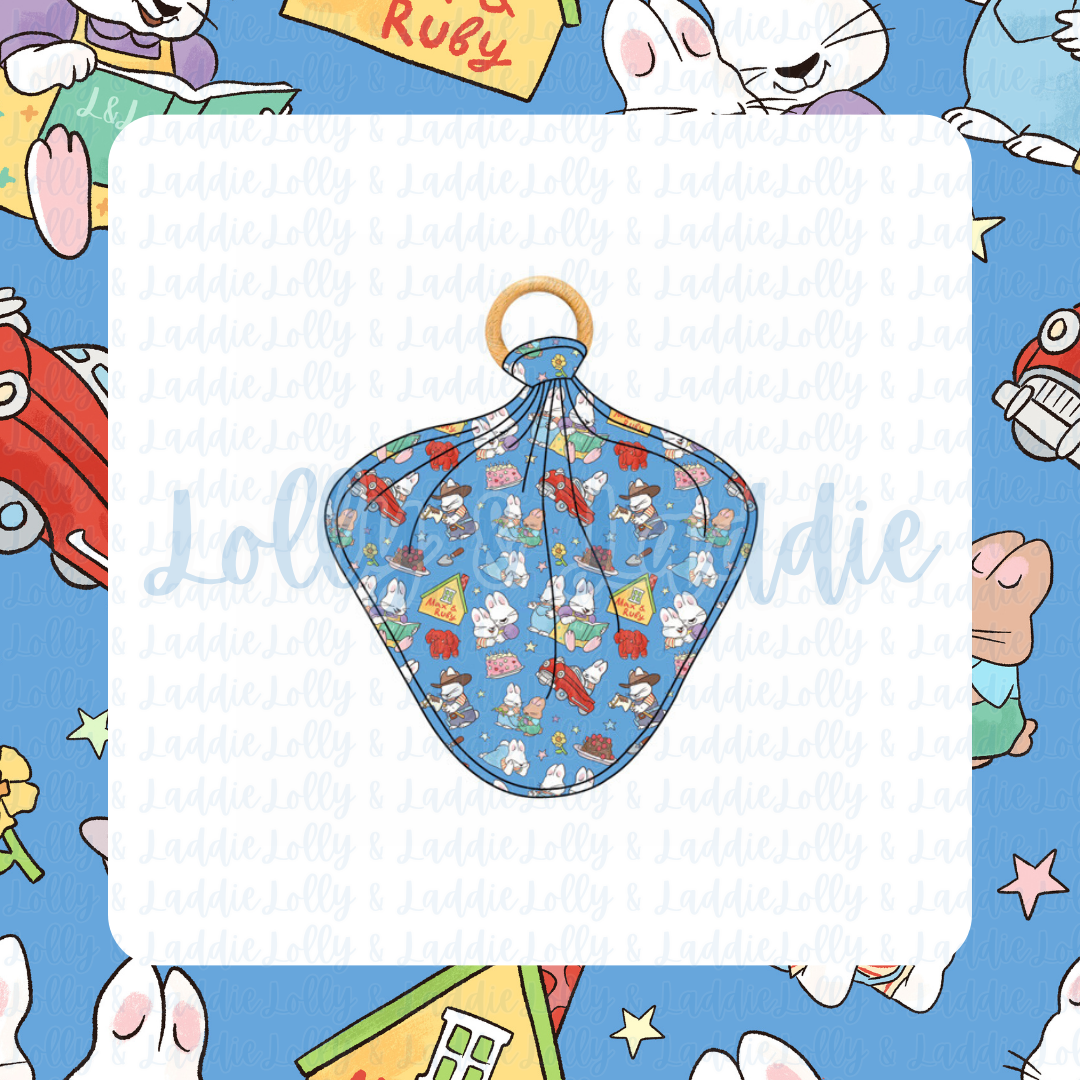 Bunny Business - Lovey with Removable Wooden Teething Ring (PRE-ORDER)