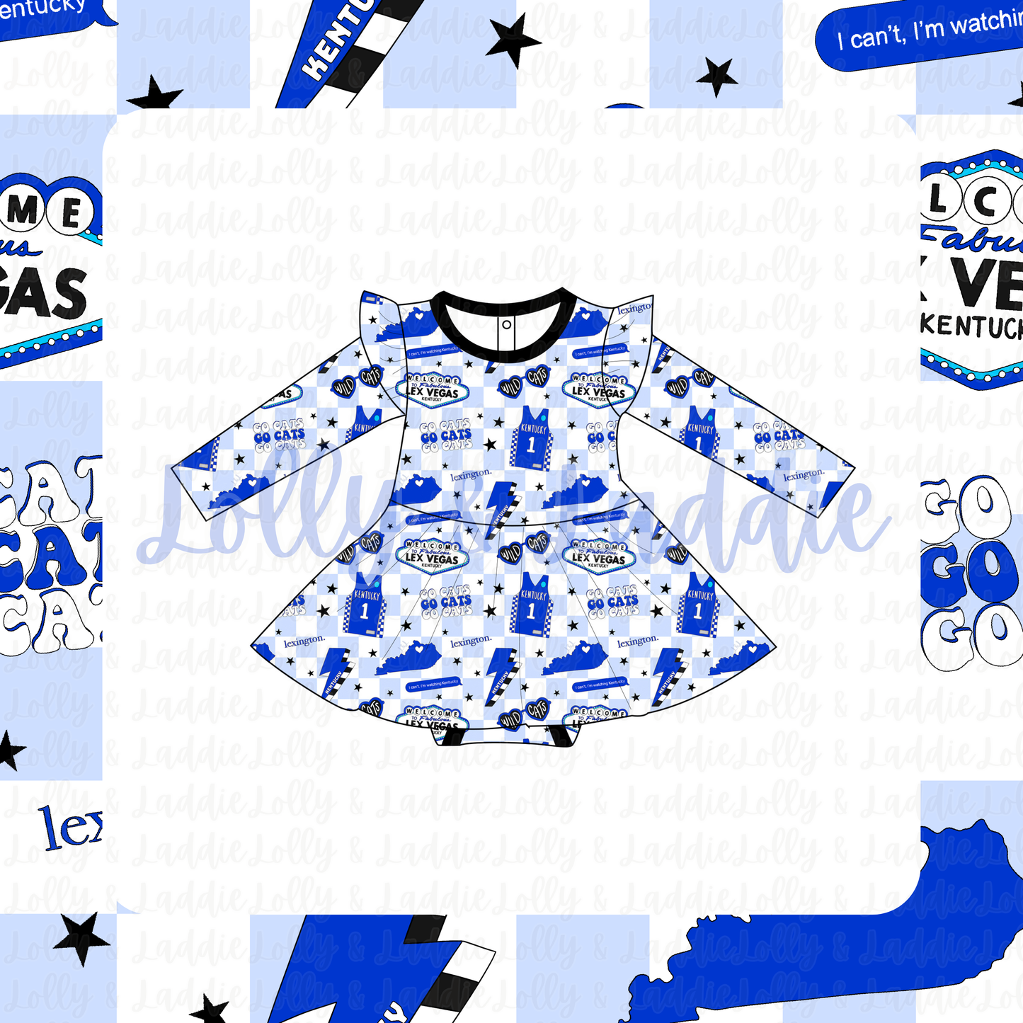 Big Blue Nation - Long Sleeve Twirl Dress with Bodysuit (READY-TO-SHIP)