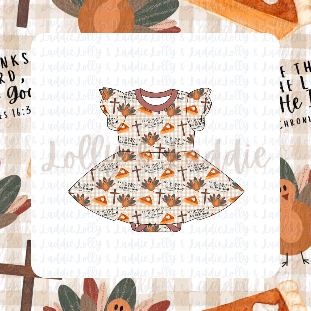 Give Thanks - Short Sleeve Twirl Dress with Bodysuit (PRE-ORDER)