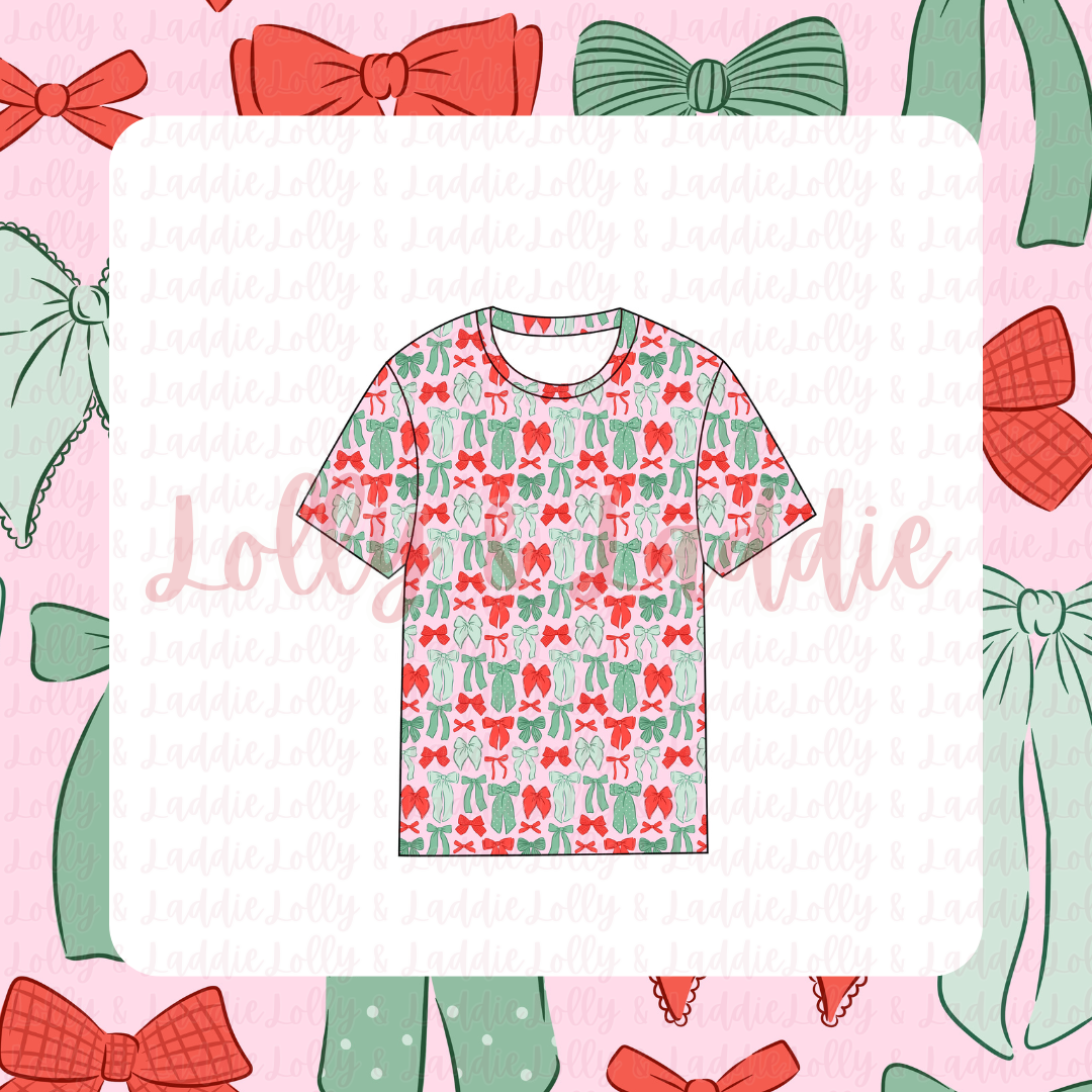 Wrapped In Bows - Adult (Short-Sleeve Pajama Top) (PRE-ORDER)