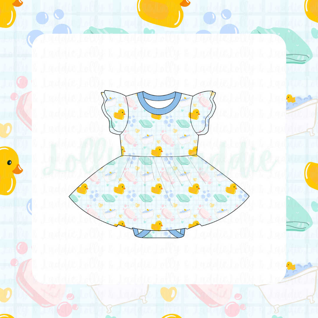 Splish Splash - Short Sleeve Twirl Dress with Bodysuit (READY-TO-SHIP)