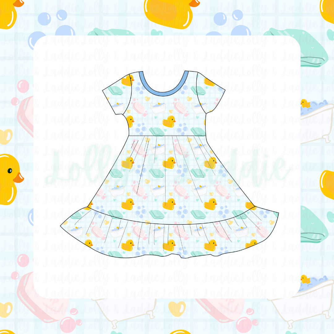 Splish Splash - Short Sleeve Twirl Dress (READY-TO-SHIP)
