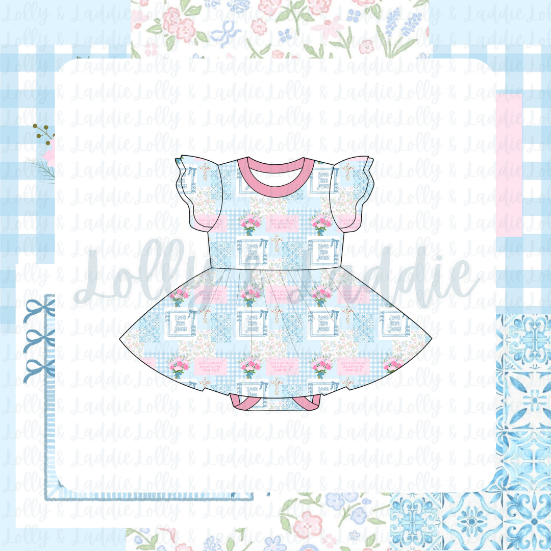 Love Like Jesus - Short Sleeve Twirl Dress with Bodysuit (READY-TO-SHIP)