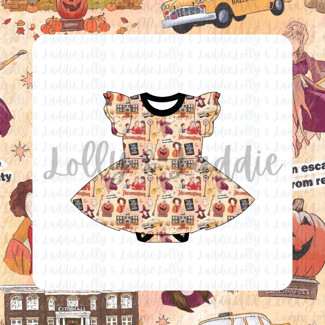 Halloween Is Cool - Short Sleeve Twirl Dress with Bodysuit (PRE-ORDER)