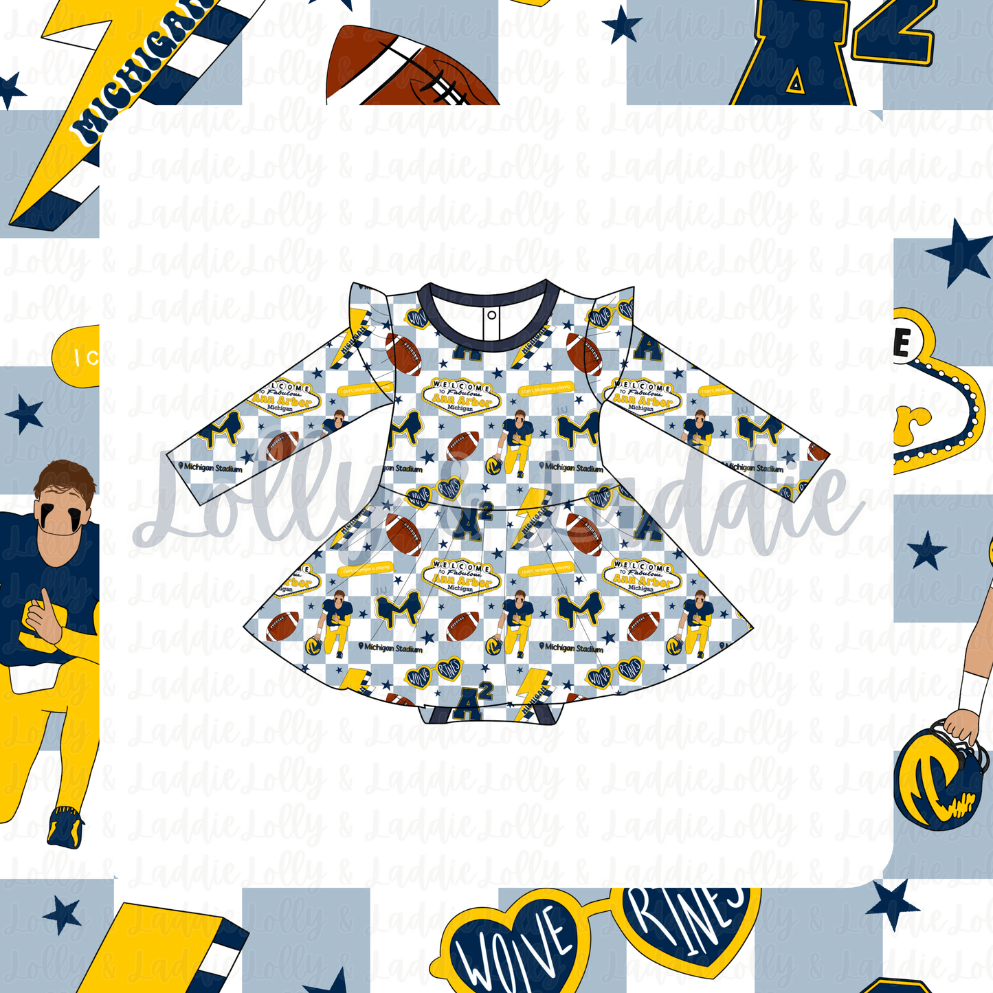 Maize Madness - Long Sleeve Twirl Dress with Bodysuit (READY-TO-SHIP)