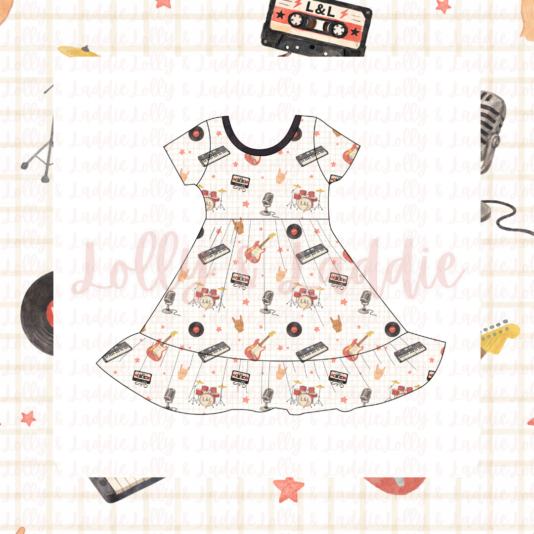 Jam Session - Short Sleeve Twirl Dress (READY-TO-SHIP)