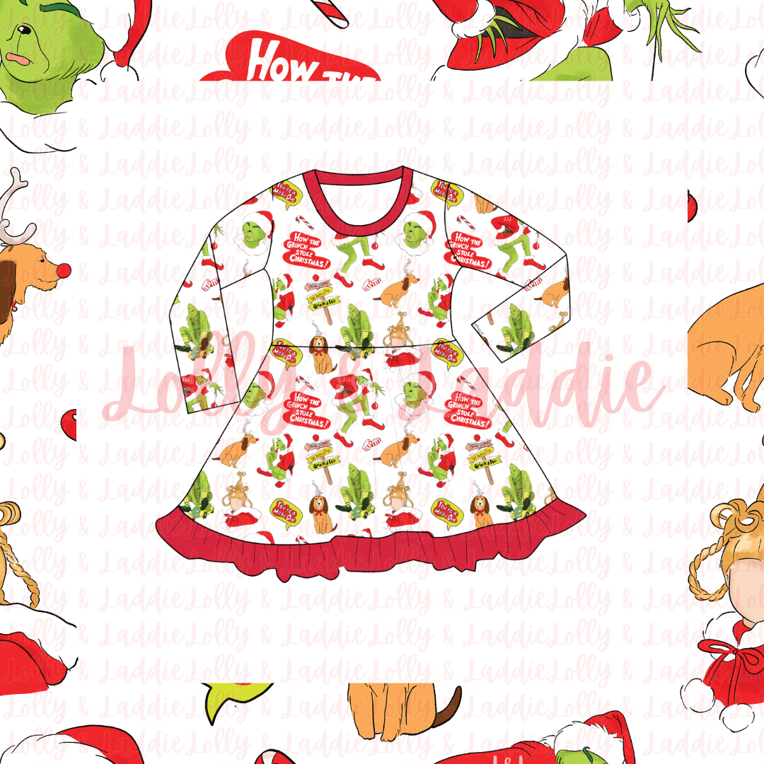 You’re A Mean One - Long Sleeve Twirl Dress (PRE-ORDER)