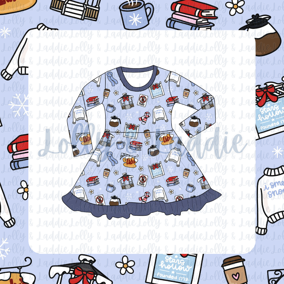 Christmas In The Hollow - Long Sleeve Twirl Dress (PRE-ORDER)