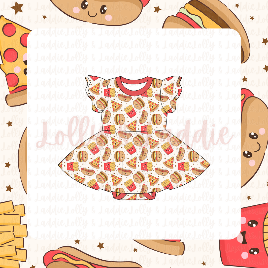 Little Foodies - Short Sleeve Twirl Dress with Bodysuit (READY-TO-SHIP)