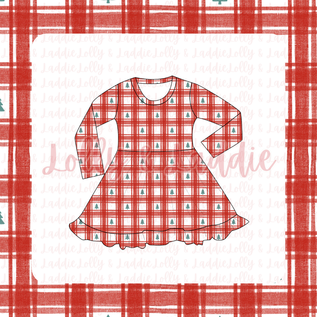 Tree-Mendous Tidings - Long Sleeve Twirl Dress (PRE-ORDER)