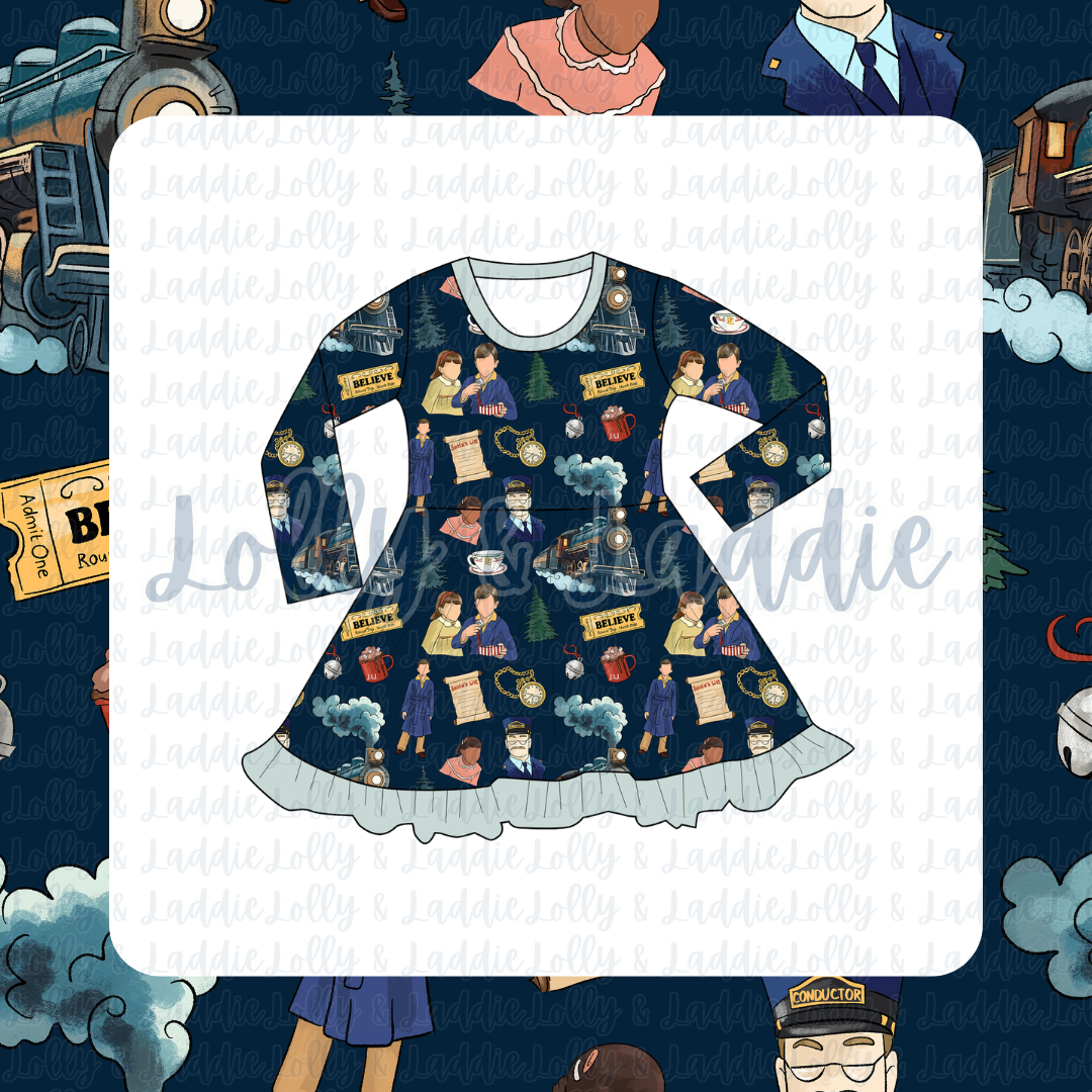Magic Carpet On A Rail - Long Sleeve Twirl Dress (PRE-ORDER)