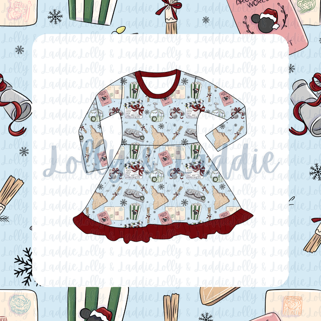 Holiday Main Street - Long Sleeve Twirl Dress (PRE-ORDER)