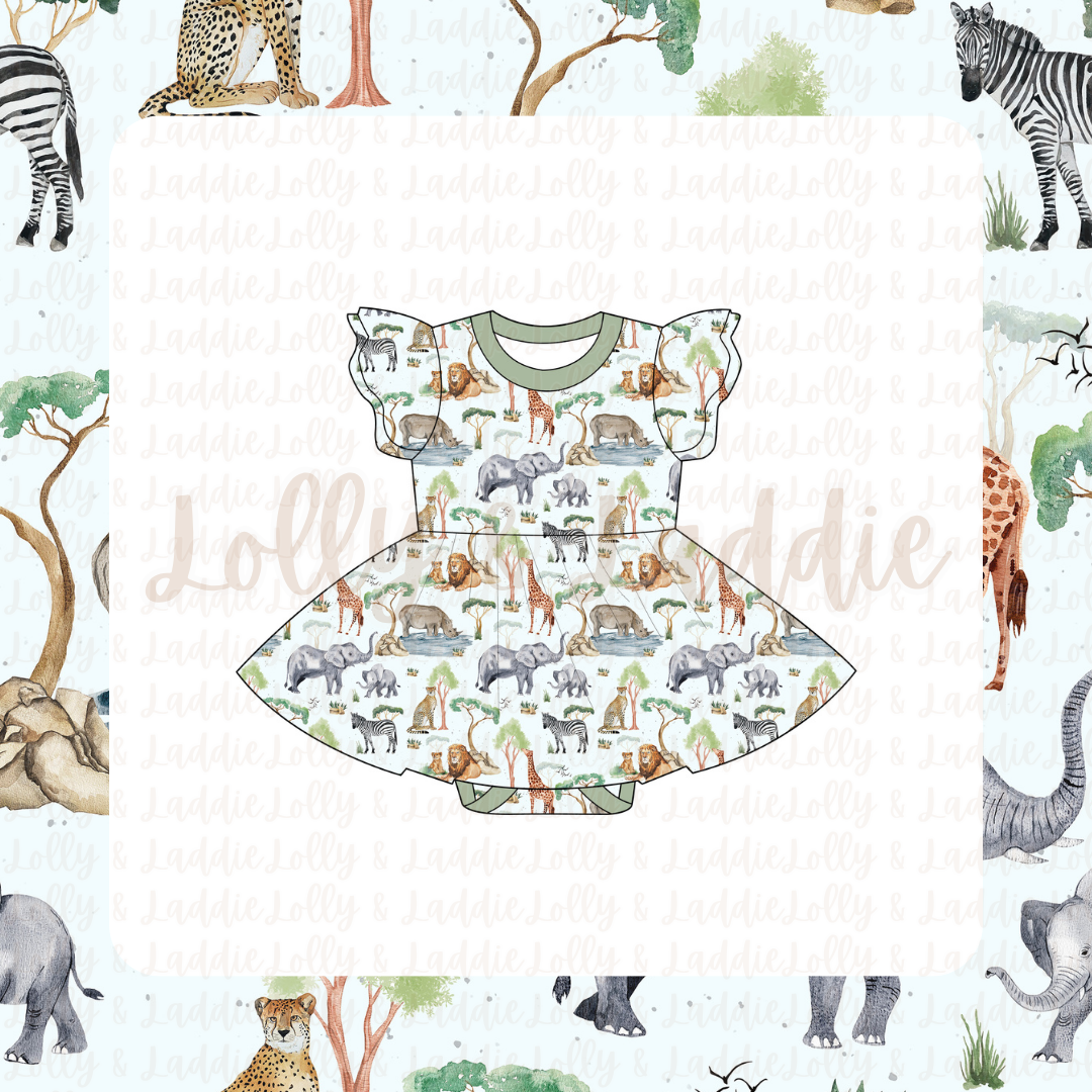 Safari Social - Short Sleeve Twirl Dress with Bodysuit (READY-TO-SHIP)