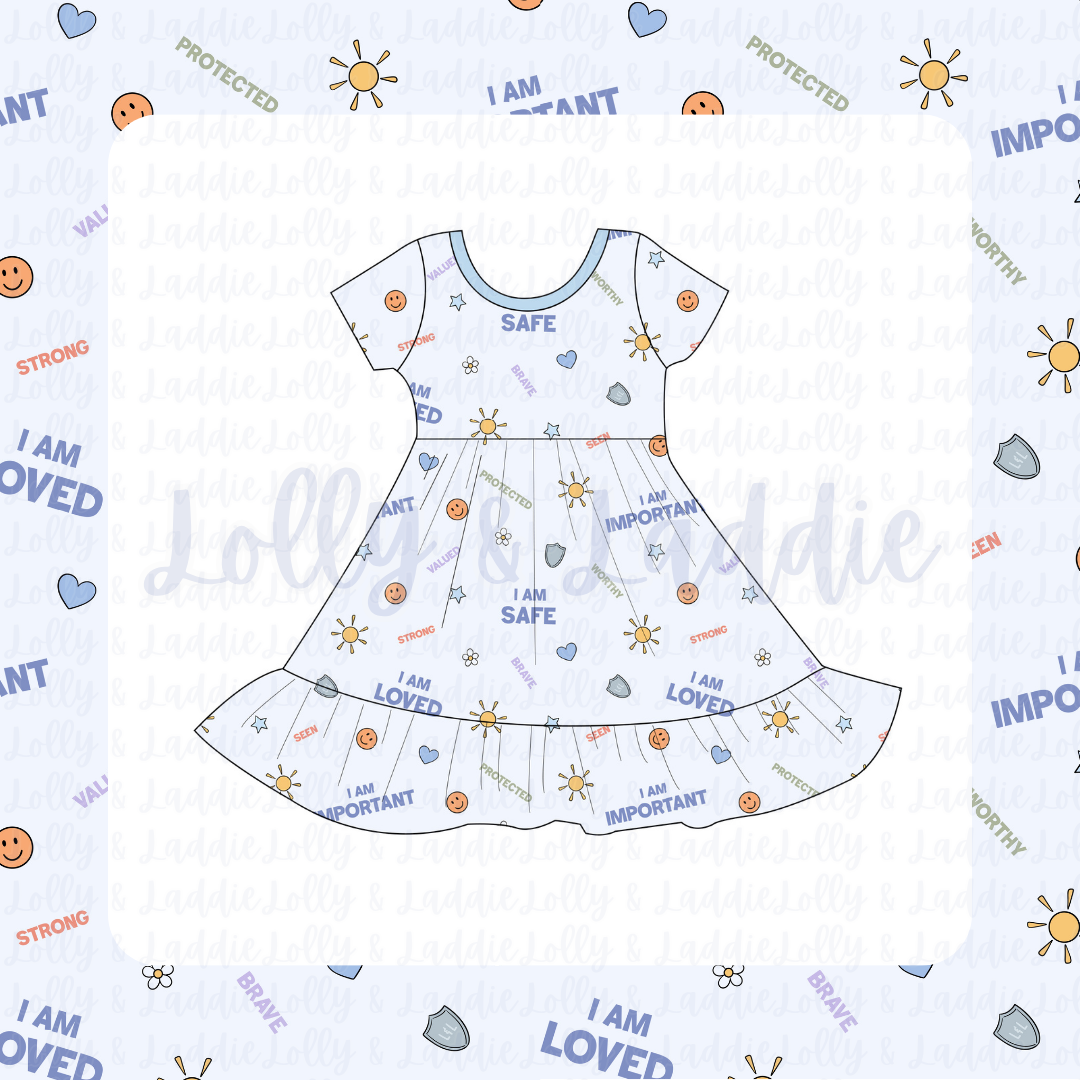Safe & Loved - Short Sleeve Twirl Dress (READY-TO-SHIP)