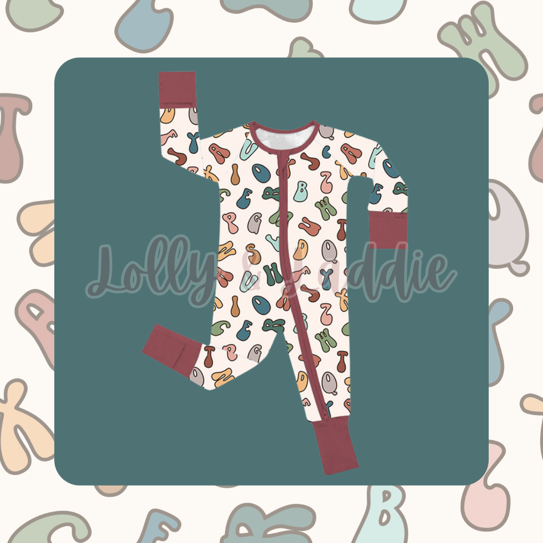 Alphabet Soup - 6/9 Month Sleeper (OLD MANUFACTURER/FINAL SALE/OLD SIZING)