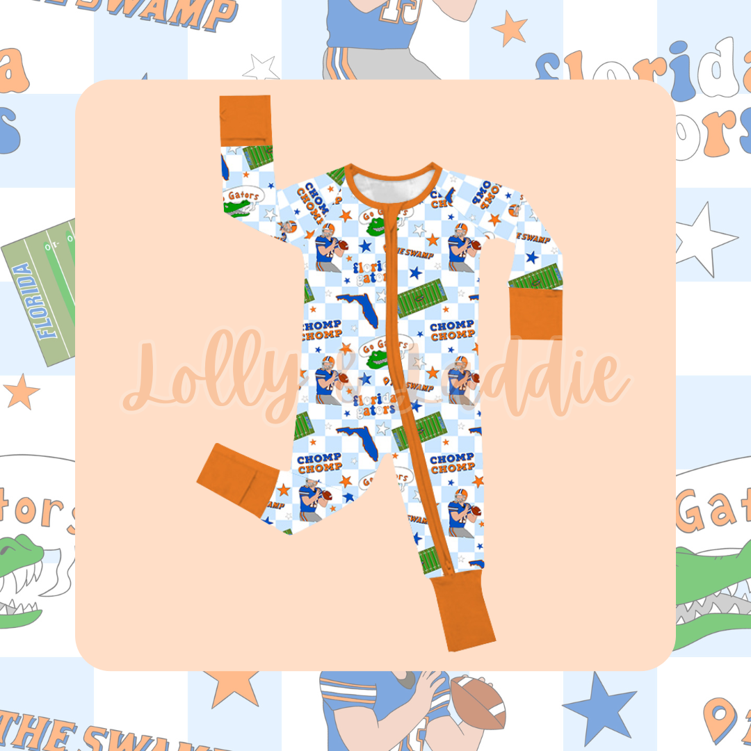 Go Gators (Blue) - 3/6 Month Sleeper (OLD MANUFACTURER/FINAL SALE/OLD SIZING)