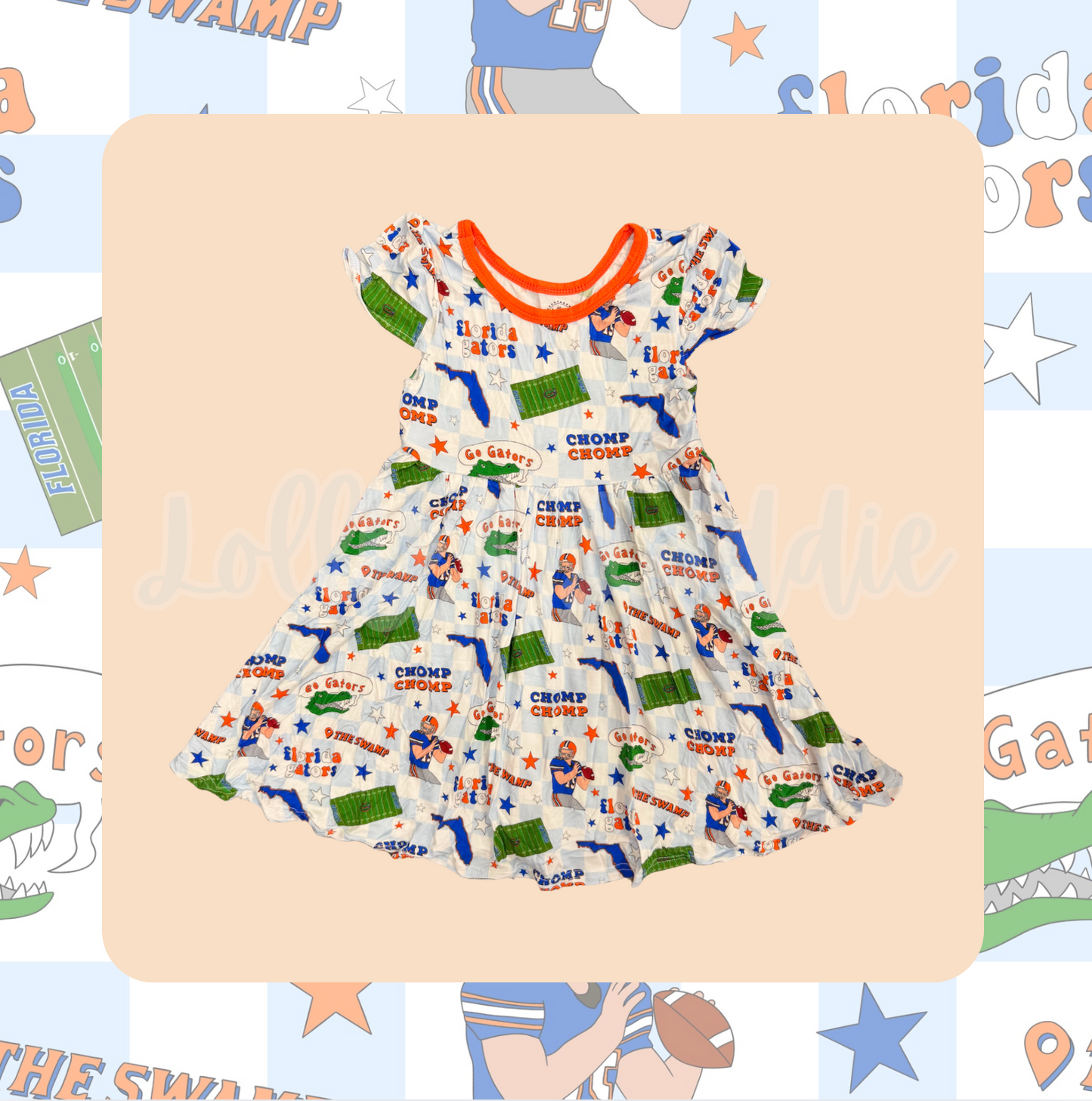 Go Gators (Blue) - Short Sleeve Twirl Dress (OLD MANUFACTURER/FINAL SALE)