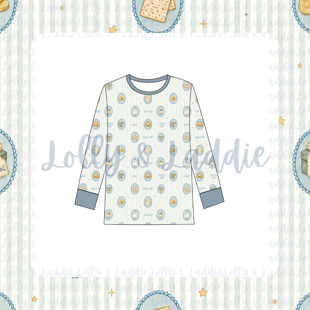 Menorah Magic - Adult (Long-Sleeve Pajama Top) (PRE-ORDER)