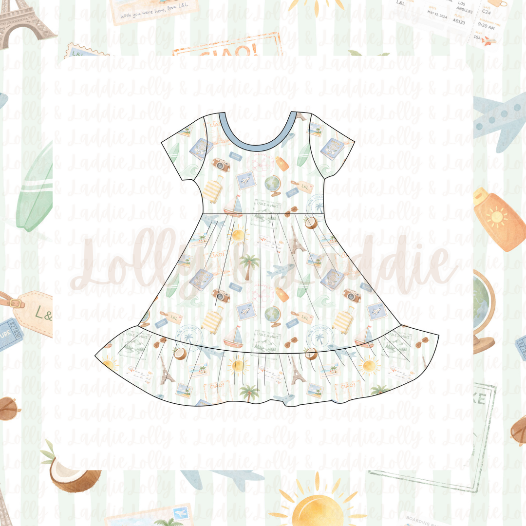 Wish You Were Here - Short Sleeve Twirl Dress (READY-TO-SHIP)