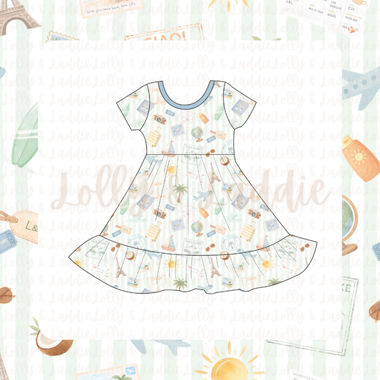 Wish You Were Here - Short Sleeve Twirl Dress (READY-TO-SHIP)