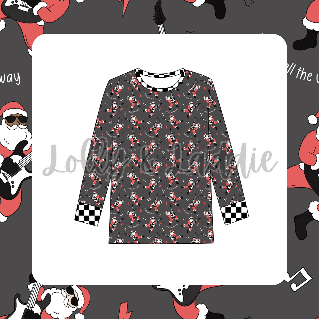 Rockin' Santa - Adult (Pajama Top) (READY-TO-SHIP)