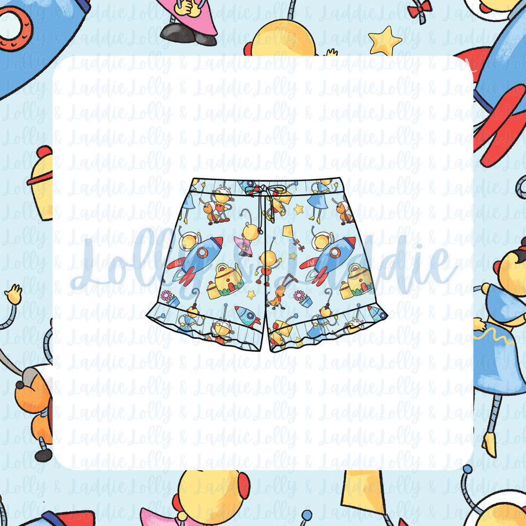 Beep, Boop, & Beyond - Women's Ruffle Shorts (PRE-ORDER)