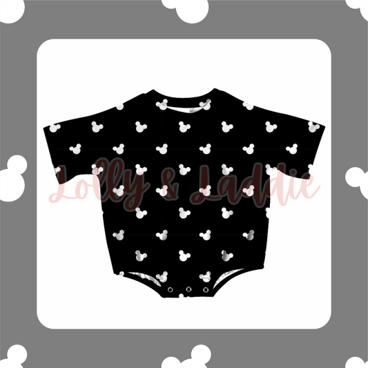 B&W Mouse - T-Shirt Bubble Romper (FINAL SALE/OLD MANUFACTURER)