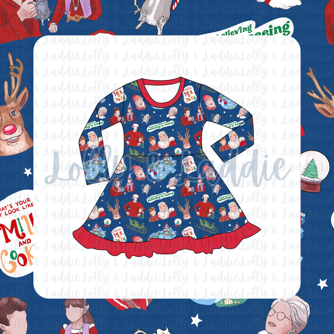 Believing Is Seeing - Long Sleeve Twirl Dress (PRE-ORDER)