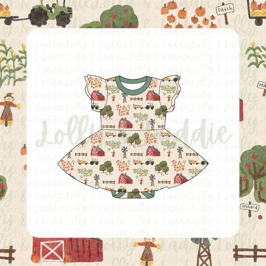 Pick Of The Patch - Short Sleeve Twirl Dress with Bodysuit (READY-TO-SHIP)