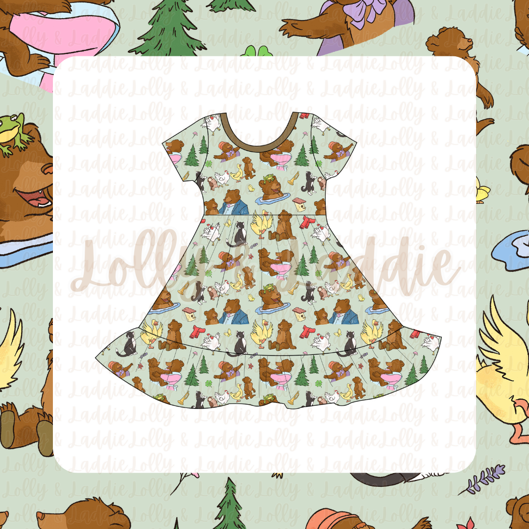Little Cub, Big World - Short Sleeve Twirl Dress (PRE-ORDER)