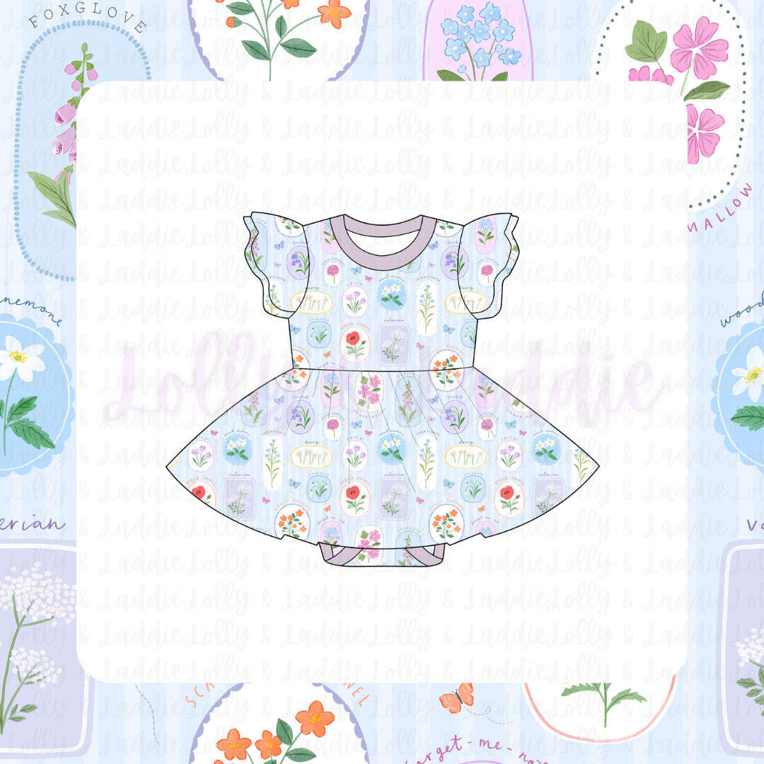 In Full Bloom - Short Sleeve Twirl Dress with Bodysuit (READY-TO-SHIP)