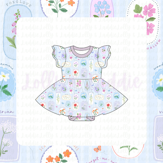 In Full Bloom - Short Sleeve Twirl Dress with Bodysuit (READY-TO-SHIP)