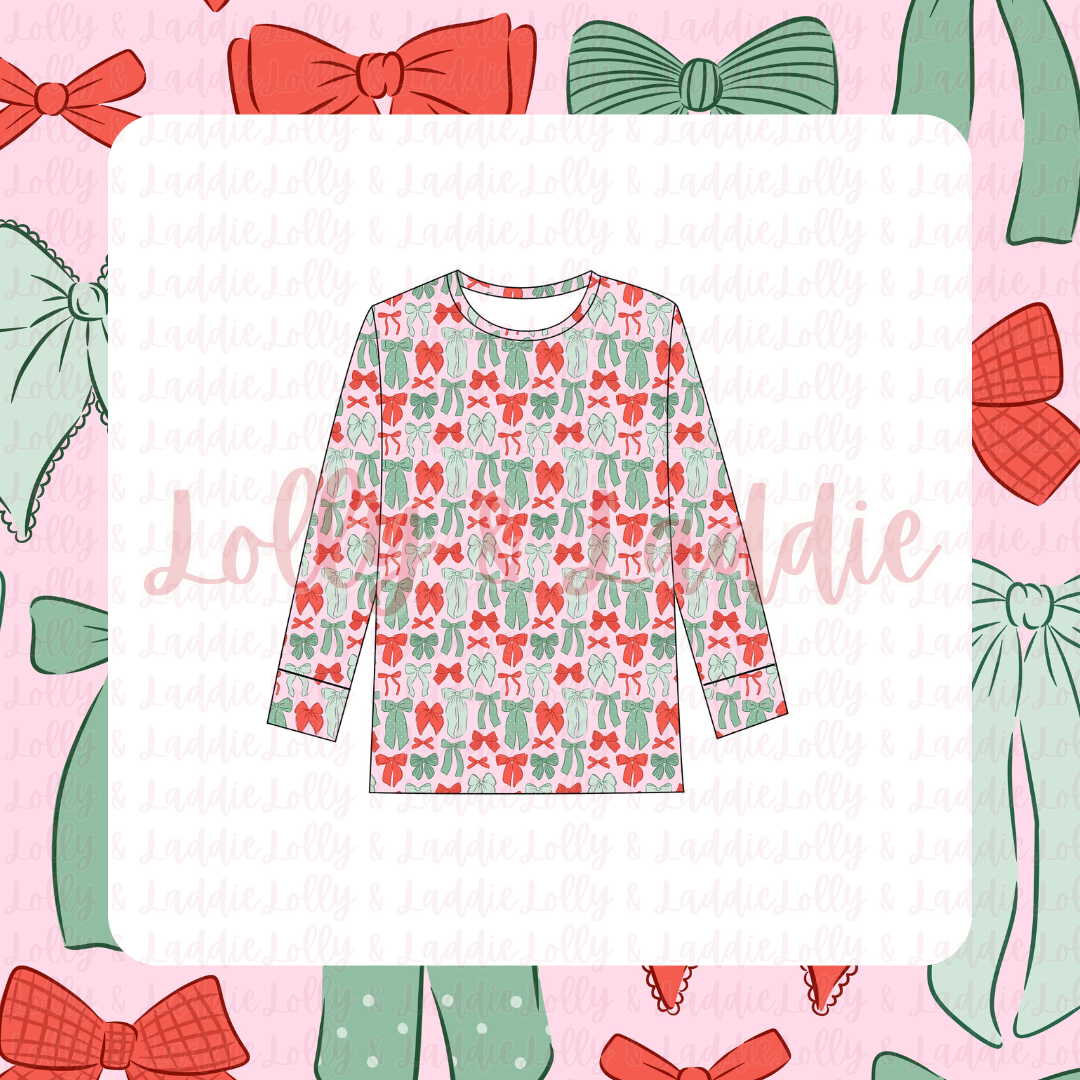 Wrapped In Bows - Adult (Long-Sleeve Pajama Top) (PRE-ORDER)