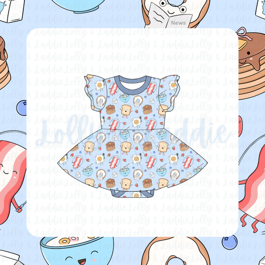Wakey, Wakey - Short Sleeve Twirl Dress with Bodysuit (READY-TO-SHIP)