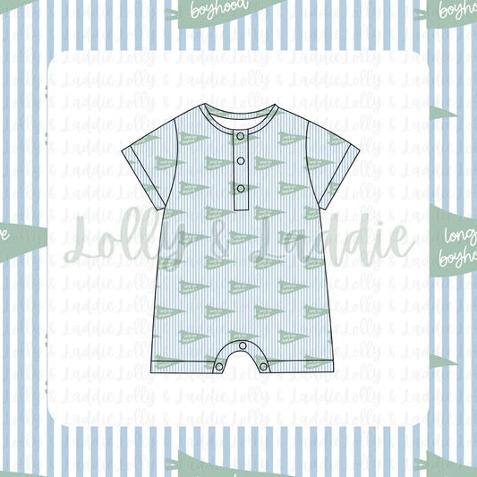 Long Live Boyhood - Short Sleeve Henley Romper (READY-TO-SHIP)