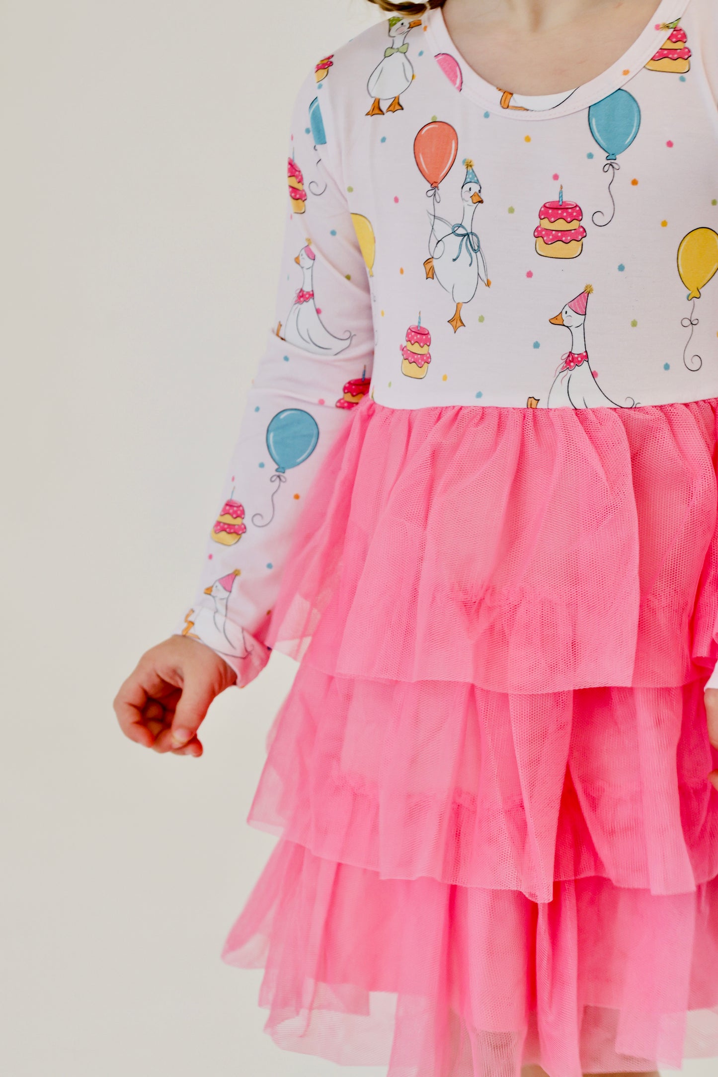 Flappy Birthday (Pink) - Long Sleeve Tutu Dress (READY-TO-SHIP)
