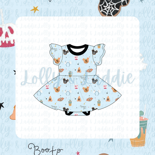 Spooky Ever After - Short Sleeve Twirl Dress with Bodysuit (READY-TO-SHIP)