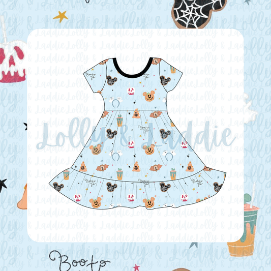 Spooky Ever After - Short Sleeve Twirl Dress (READY-TO-SHIP)