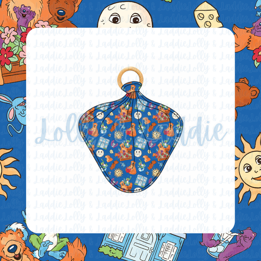 Blue House Hugs - Lovey with Removable Wooden Teething Ring (PRE-ORDER)