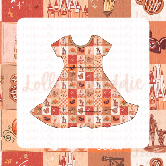 Pumpkins & Pixie Dust - Short Sleeve Twirl Dress (READY-TO-SHIP)