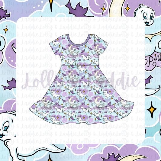 Little Spirit Club - Short Sleeve Twirl Dress (READY-TO-SHIP)
