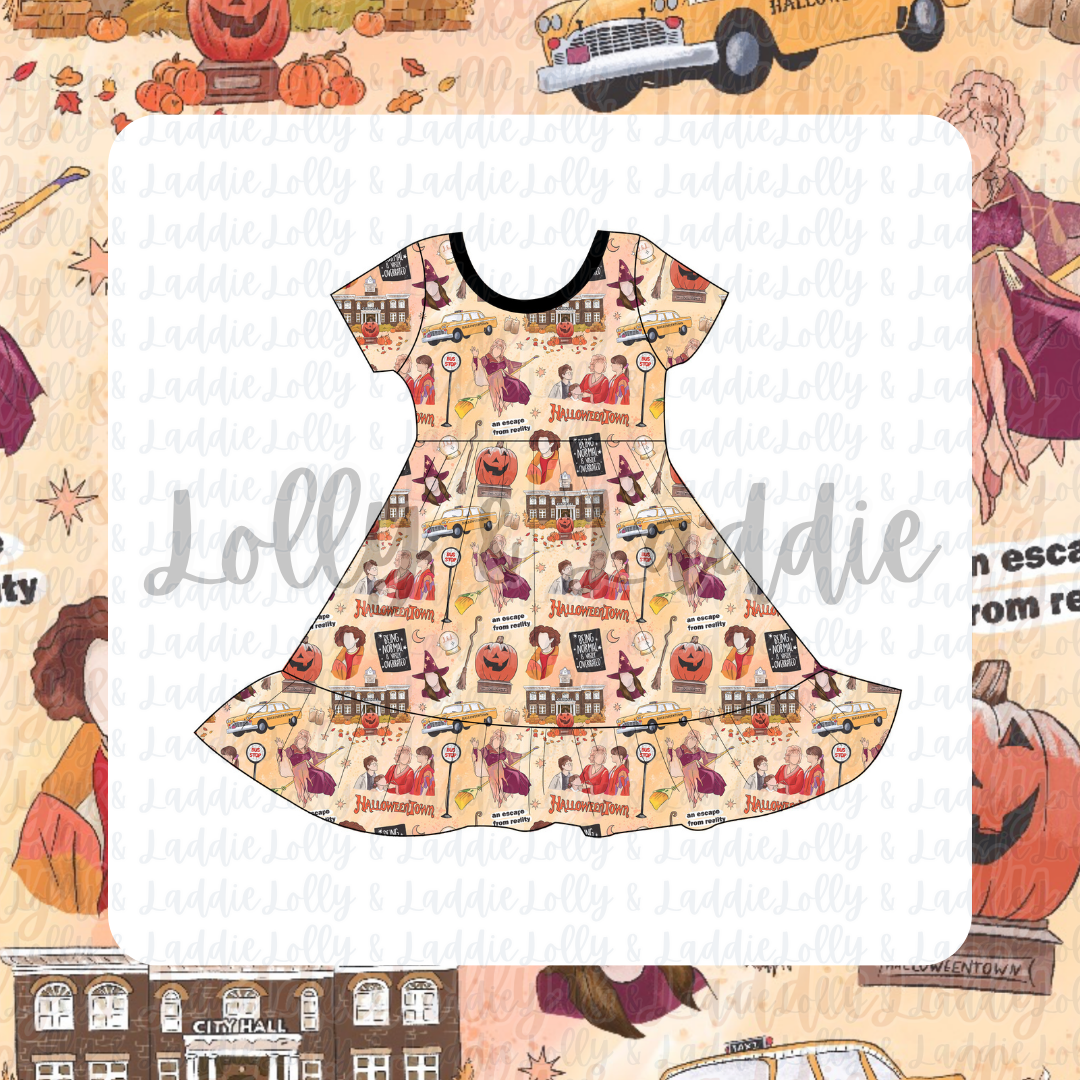 Halloween Is Cool - Short Sleeve Twirl Dress (PRE-ORDER)