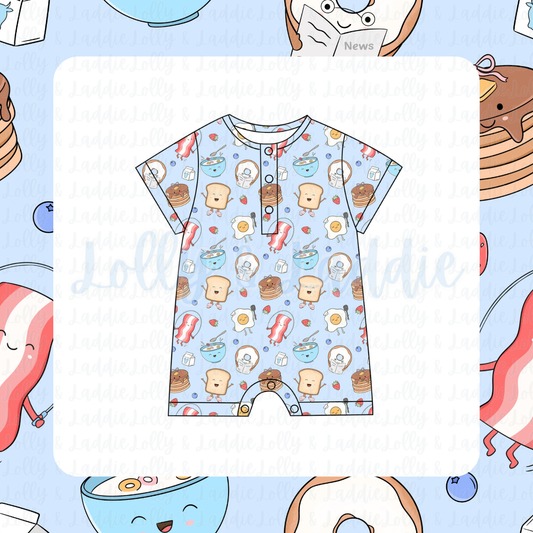 Wakey, Wakey - Short Sleeve Henley Romper (READY-TO-SHIP)