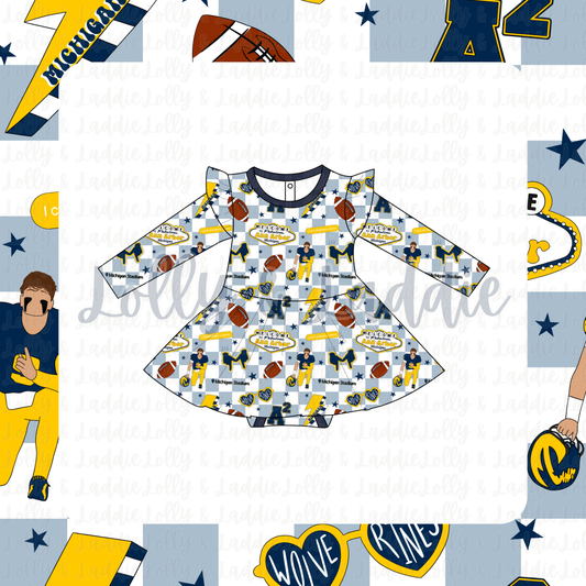 Maize Madness - Long Sleeve Twirl Dress with Bodysuit (READY-TO-SHIP)