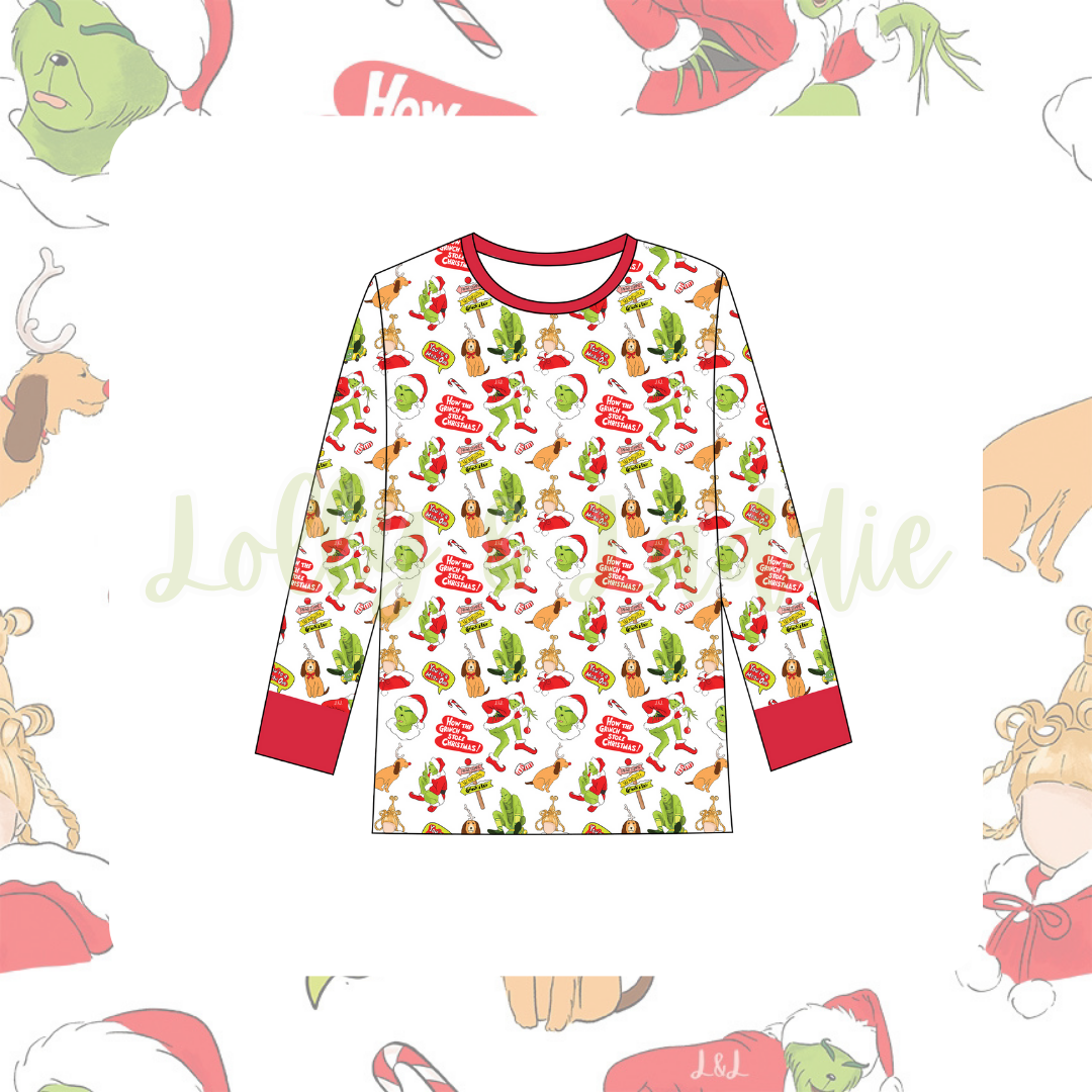 You’re A Mean One - Adult (Pajama Top) (READY-TO-SHIP)