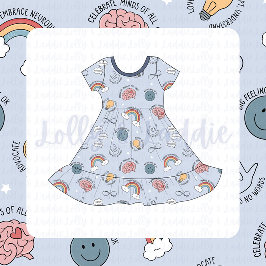 Minds Of All Kinds - Short Sleeve Twirl Dress (READY-TO-SHIP)